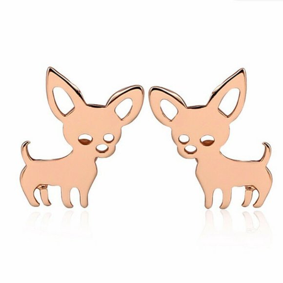 Jewelry - NWOT Adorable Rose Gold Chihuahua Dog Studs